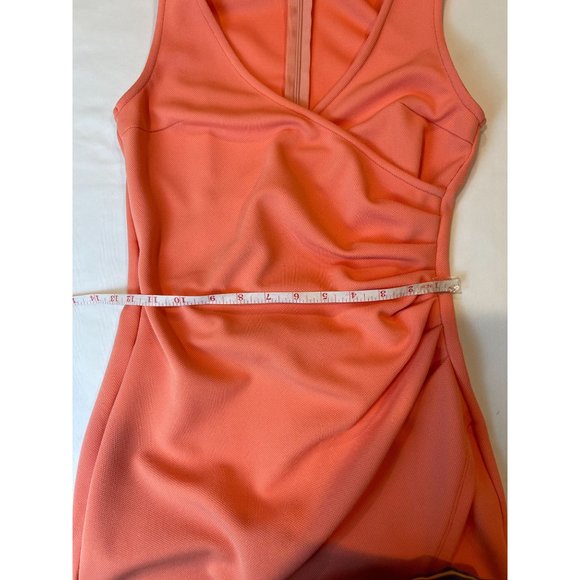 Tiger Mist Womens Wrap Bodycon Mini Dress Asymmetric Hem Back Zip Orange Pink S - Picture 5 of 8